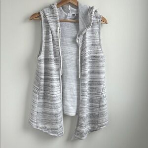 Victoria Secret Gray Striped Hooded Vest Cardigan